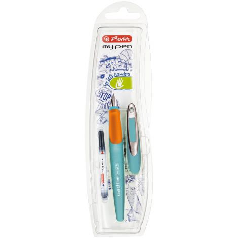 Pióro wieczne Herlitz My Pen dla leworęcznych, Miętowo-pomarańczowe